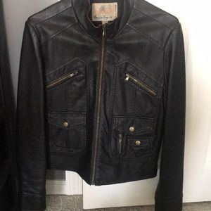 Faux brown leather jacket